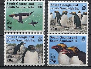 Южная Георгия, 1994. Пингвины. надпечатка " Hong Kong 1994", 4 марки